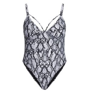 City Chic CCX Greta Print One Piece Swimsuit in Black Snake Plus Size 18